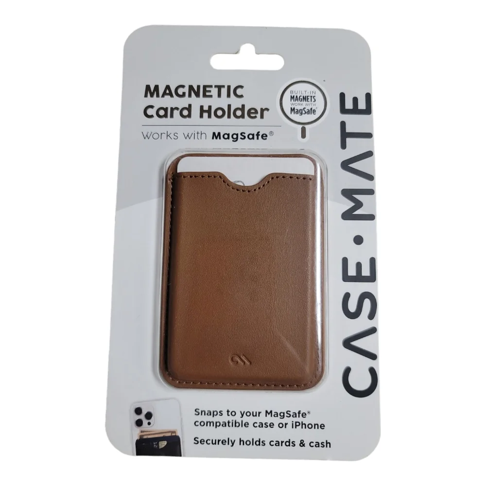 Case Mate Magnetic Card Holder Works With MagSafe Wallet (Cognac Brown)